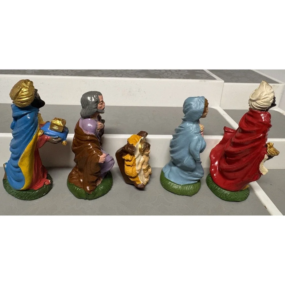 VTG‎ Nativity Italy 5 Pc Chalkware Replacements Christmas Decoration 1950s 4